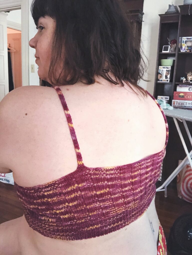 Photo of Amy showing the back of her Ripple Bralette